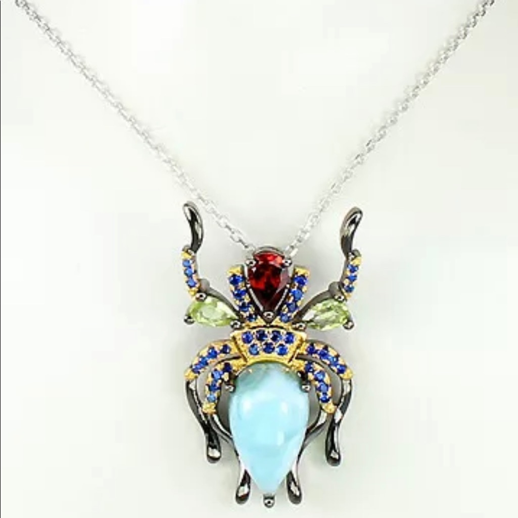 Gorgeous Genuine Larimar Necklace With Gems 335$